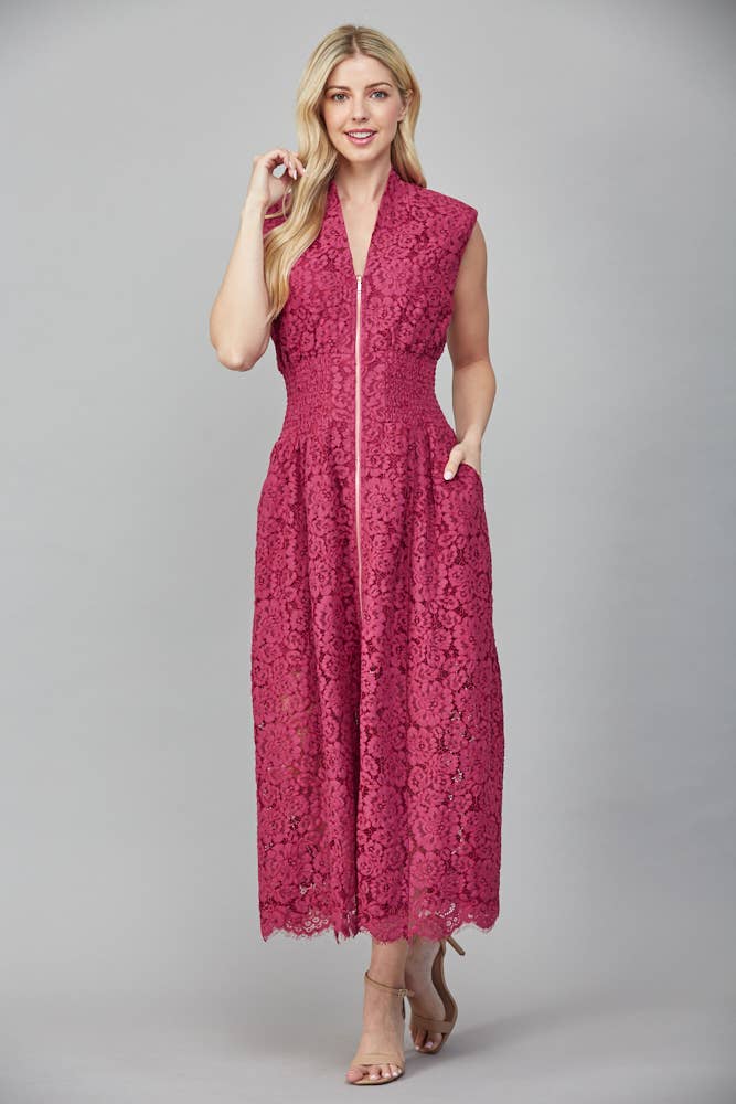 FATE - Wholesale Dress - Women's - FRONT ZIP CLOSURE SLVL LACE DRESS FD34114 9