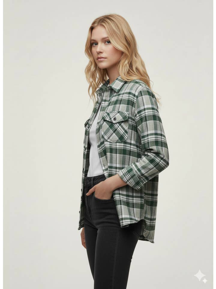 Flannel Long Sleeve Buffalo Plaid Shirt for wholesale on Faire3