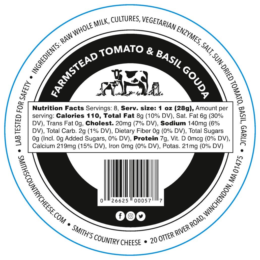 Smith's Country Cheese - Wholesale Cheese - Sun-Dried Tomato & Basil Gouda1
