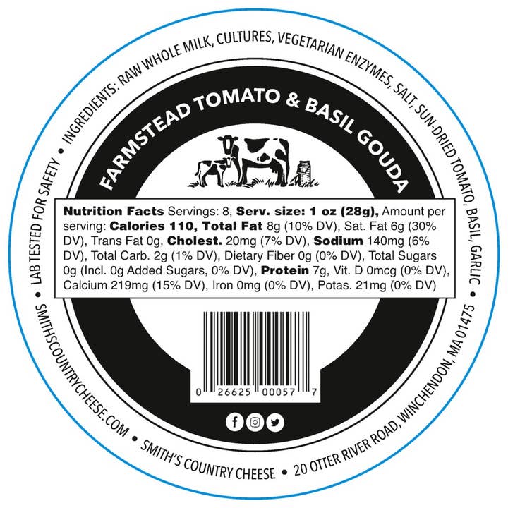 Smith's Country Cheese - Vente Fromages - Gouda aux tomates séchées et au basilic1