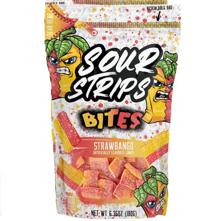 Sour Strips Bites Strawbango - 6.35oz for wholesale by Fizz and Sweets Wholesale