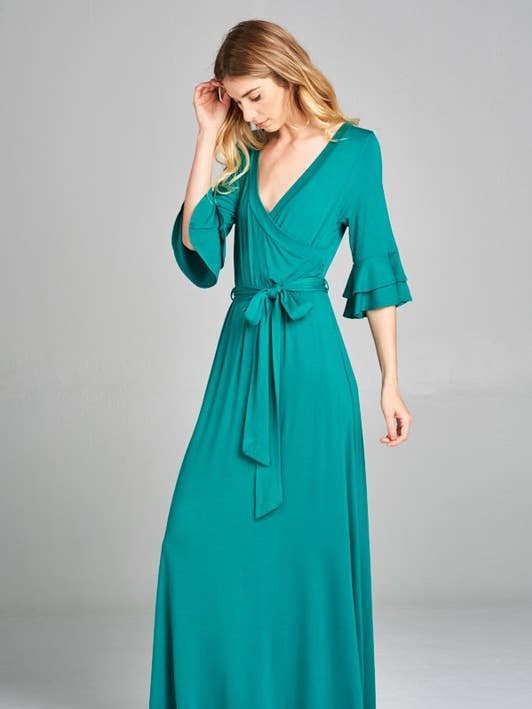 ETD-562 Solide Jersey Gebreide Maxi Jurk voor wholesale door Emerald Collection