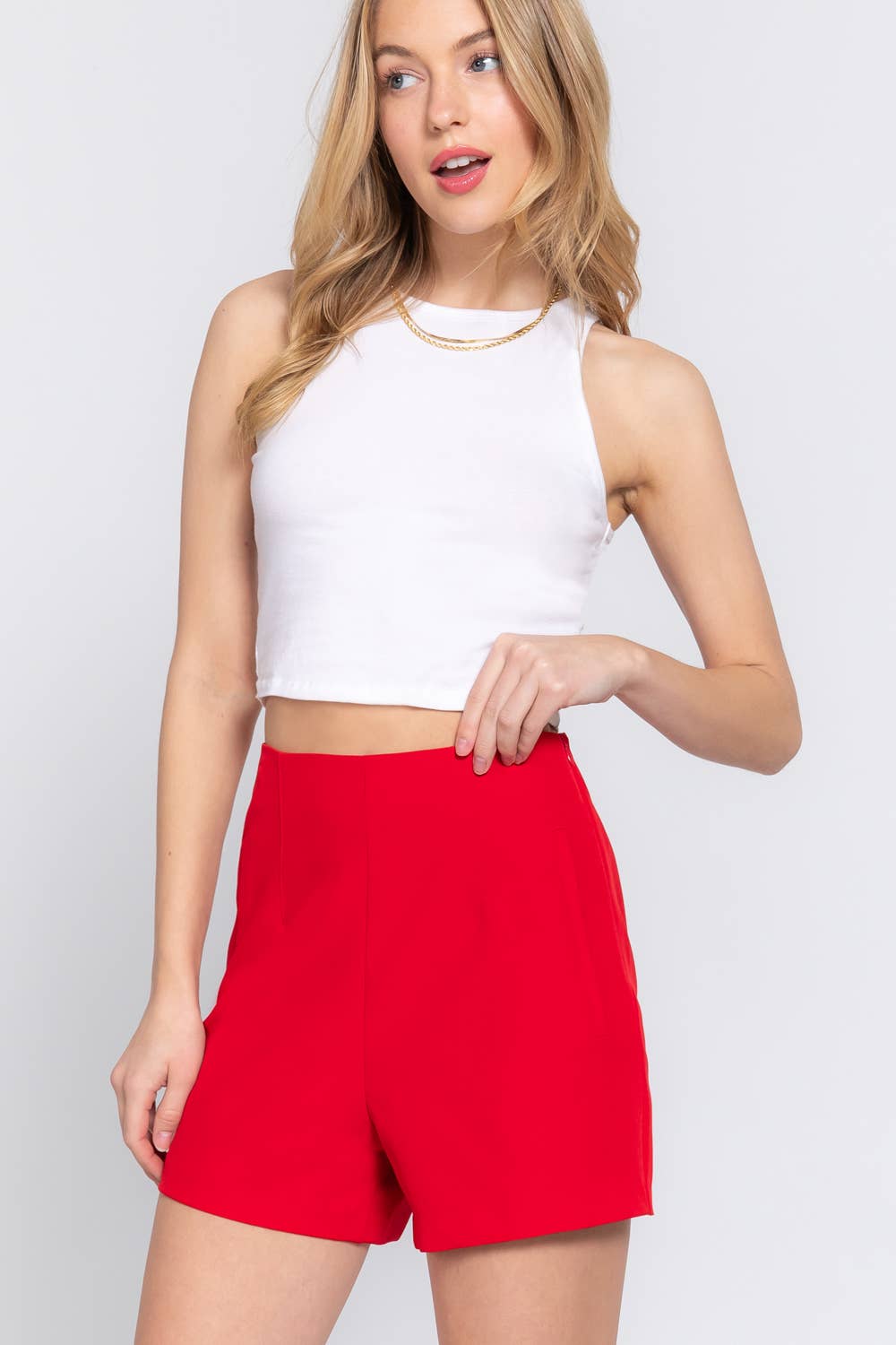 Active Basic | Active USA – wholesale Shorts – Dam – Shorts med hög midja Pinktuck20