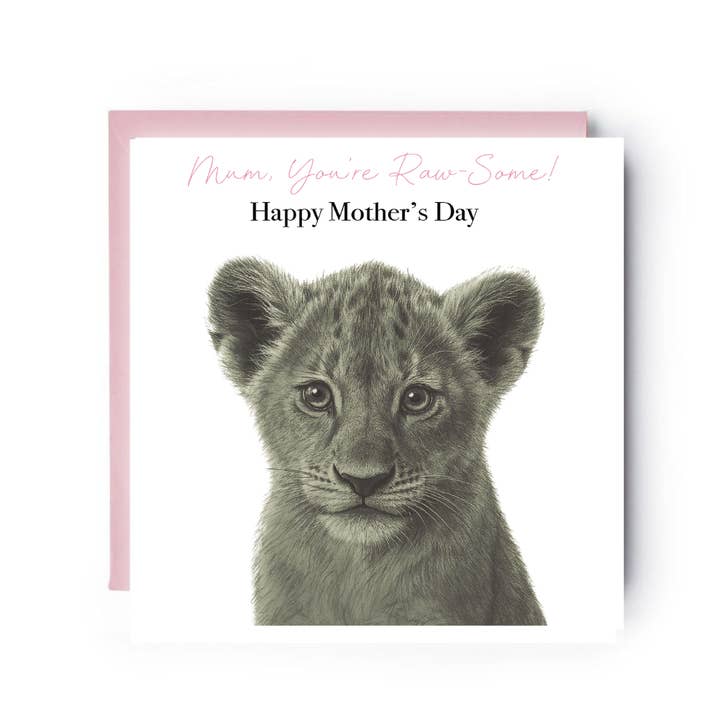 Lion Cub Mother’s Day Greeting Card for wholesale by Libra Fine Arts