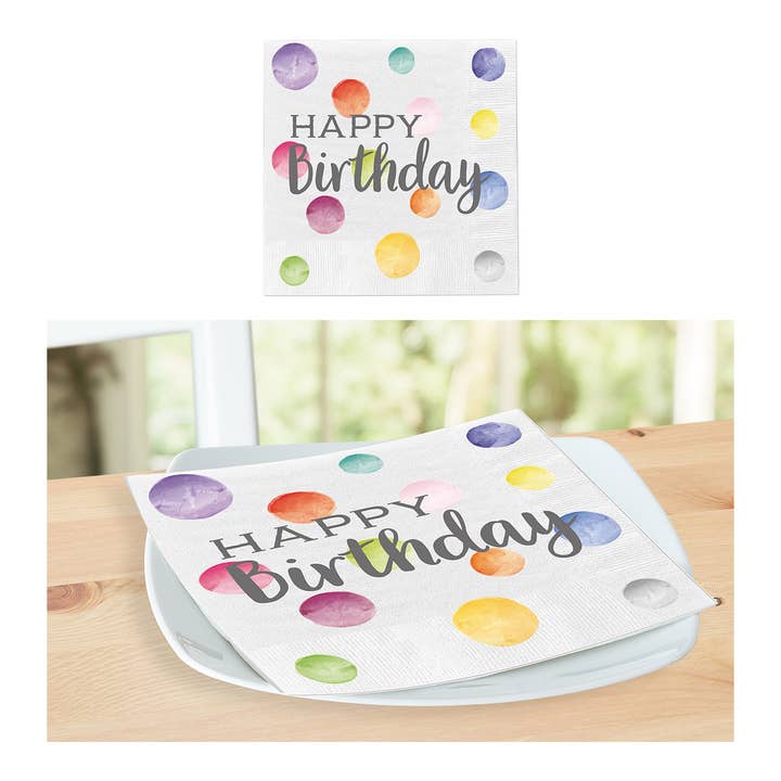 Wurm - Wholesale Dinner & Cloth Napkin - Napkins Happy Birthday Dots 20-pack 3-ply made of paper/cardboard white (W/H) 33x33cm