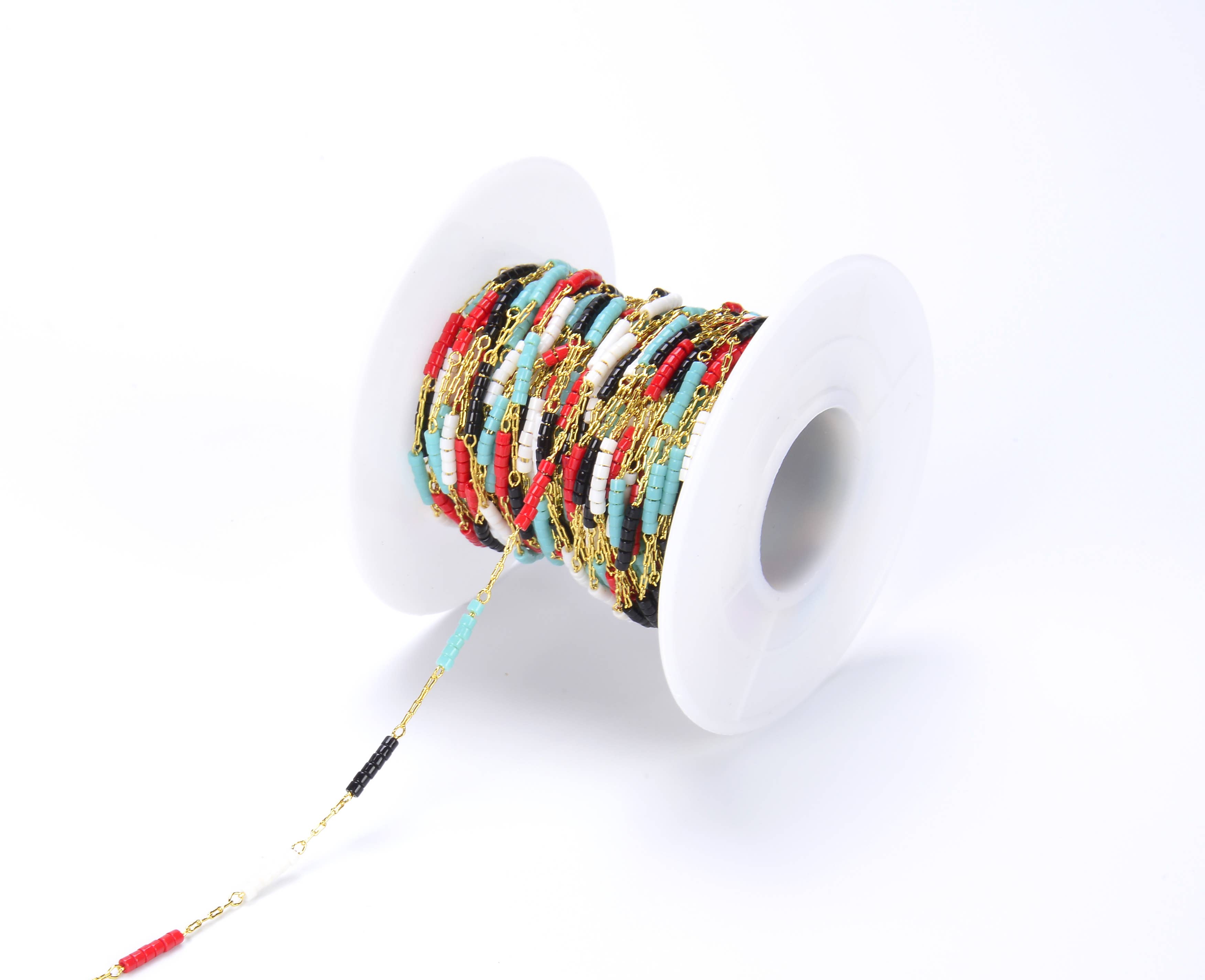 Beads Creation - Wholesale Beads - Japanese Seed Bead Crystal Beaded Chain by Foot, CH0533