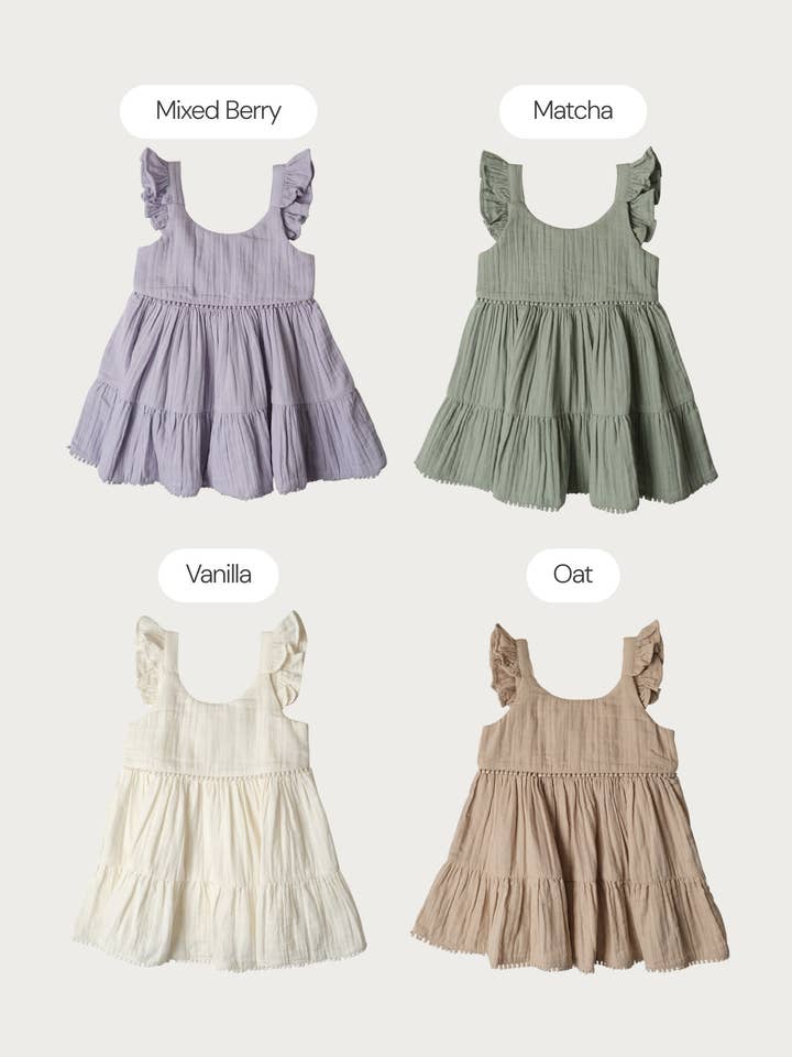 Babu - Wholesale Dress – Baby - Organic Muslin Dress | Sleeveless - Mia9