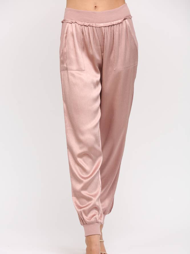 TEXTURED SATIN JOGGER PANTS FP61032 for wholesale by FATE