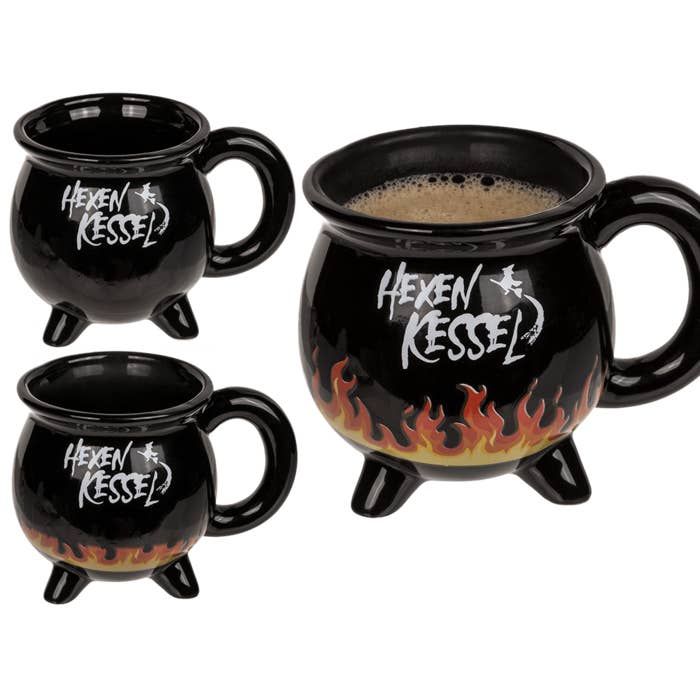 Out of the blue KG – Großhandel Kaffeebecher – Tasse Hexenkessel, ca. 9 x 9 cm, Steinzeug