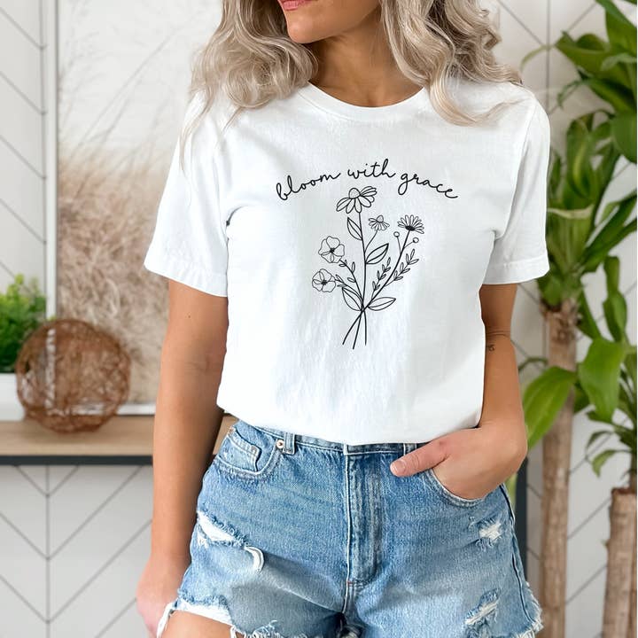 BLOOM WITH GRACE Graphic Tee - T-Shirt for wholesale by Hope Journey Tees