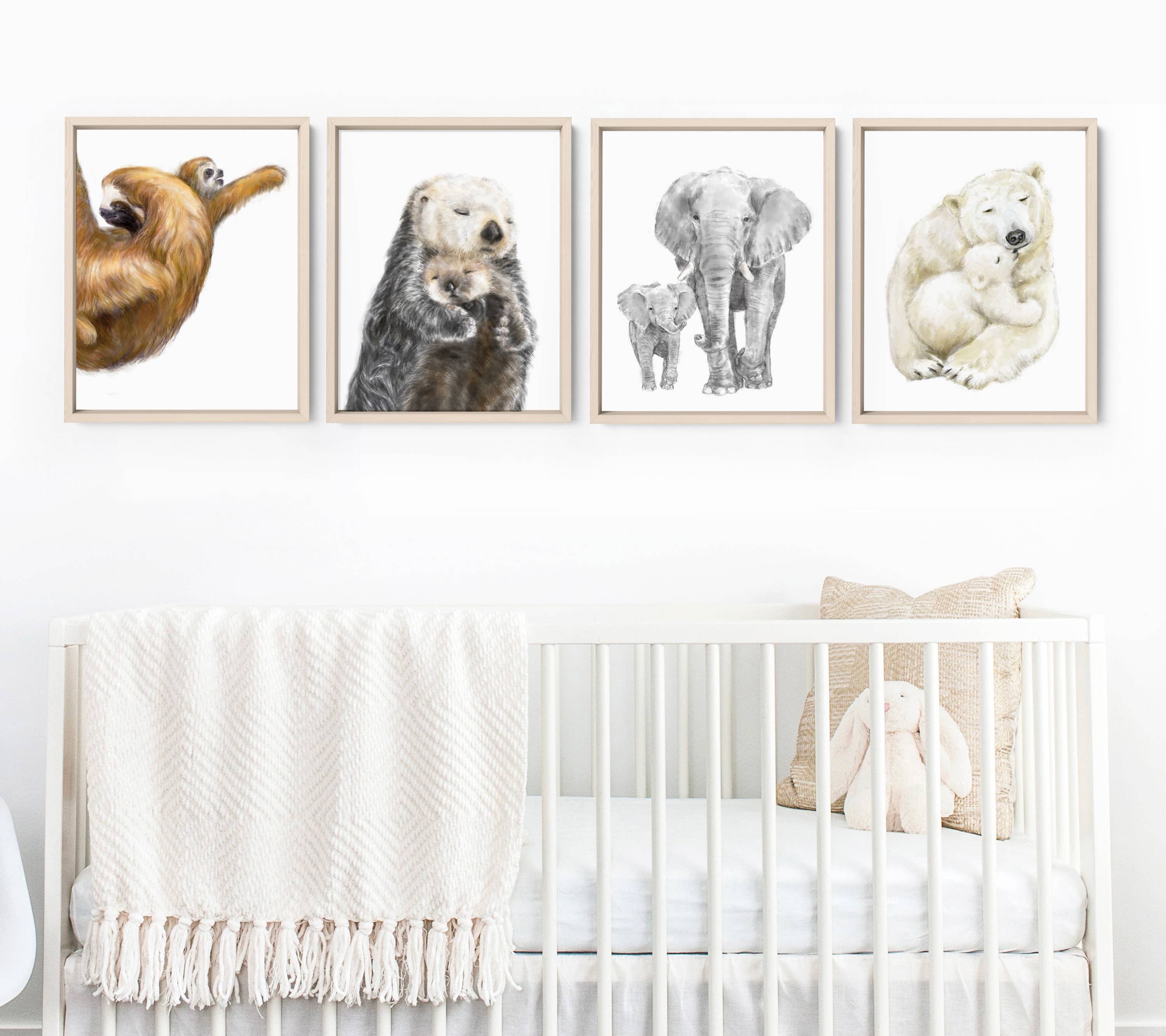 Triple Studio - Venta al por mayor Ilustración - Impresión artística Sea Otter Mom and Baby | Decoración de pared del cuarto de niños del océano8