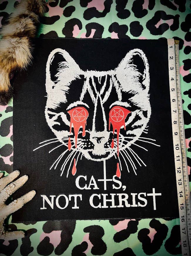 Three Raccoons - Wholesale Patch - Cats, not Christ large back patch.0