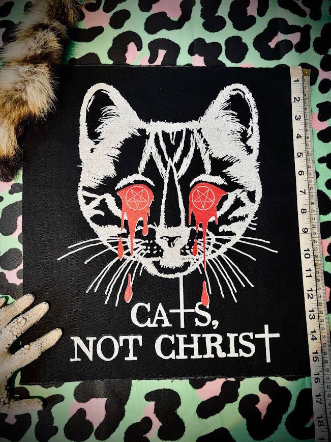 Cats, not Christ large back patch. for wholesale by Three Raccoons