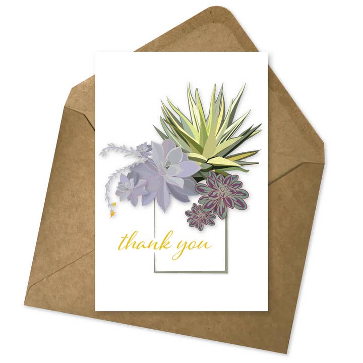 Cartão de Oferta | Etiqueta de Agradecimento com Suculenta por atacado de The Red Barn Press