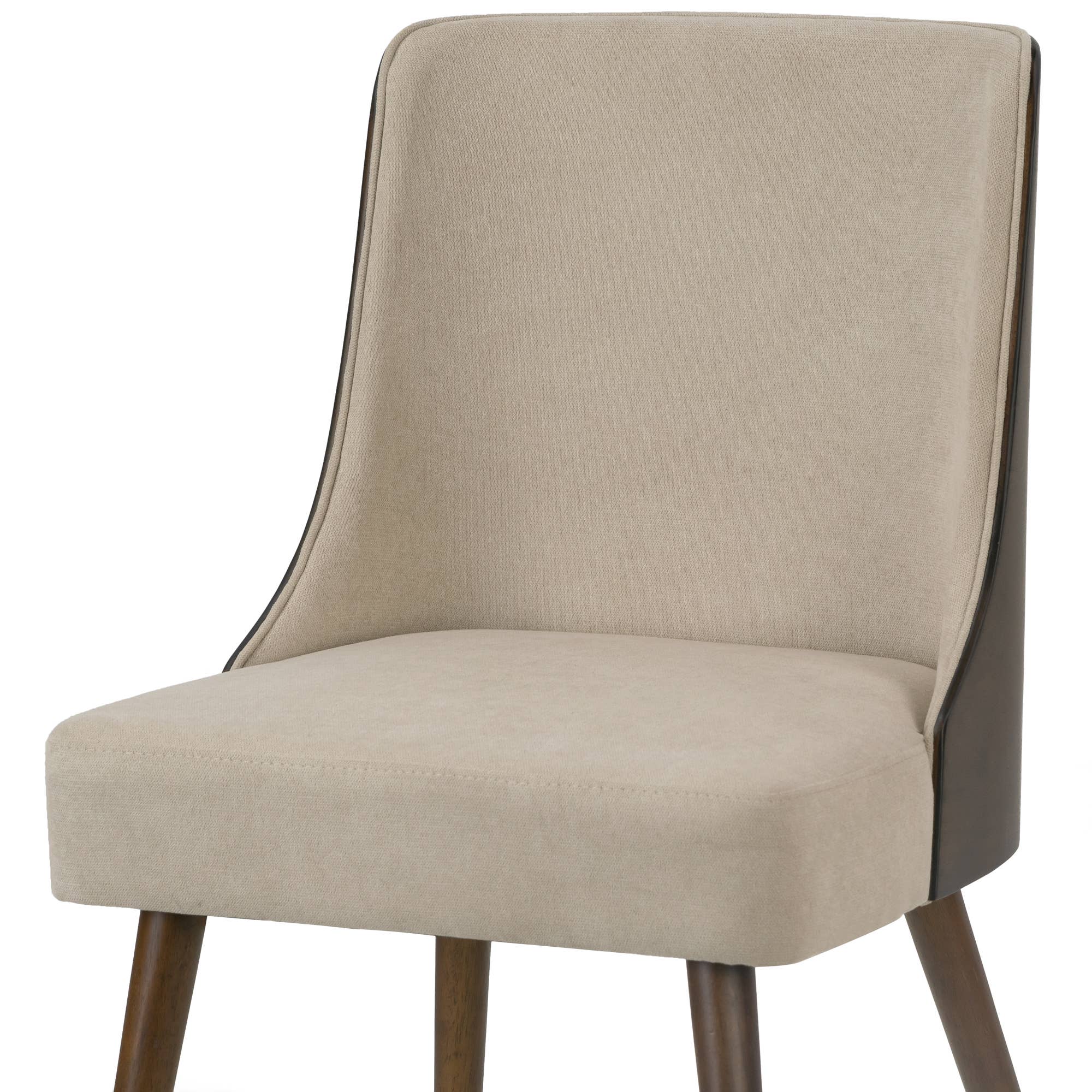 Glamour Home - Vente Chaises - Ensemble de 2 chaises en tissu beige Esmy avec dossier en bois courbé noyer7