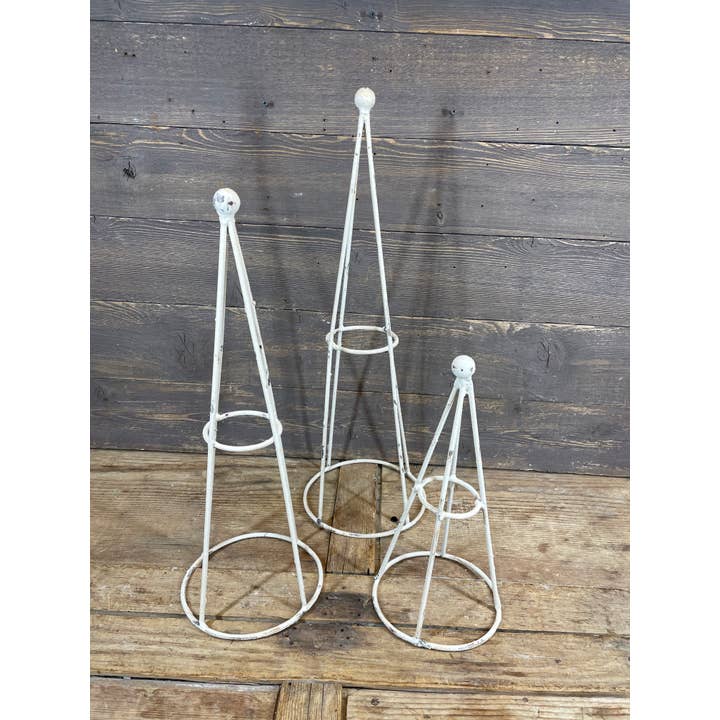 Farmhouse Spire Set of 3 Iron White Topiary-White-ER-NEW-$34 for wholesale by My Amigos Imports