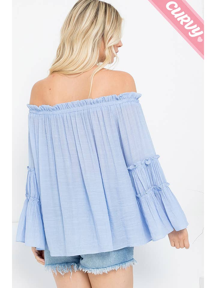 Sweet Lovely by Jen - Wholesale Blouse - Women's - PLUS SIZE OFF SHOULDER TIERED SLEEVE TOP24