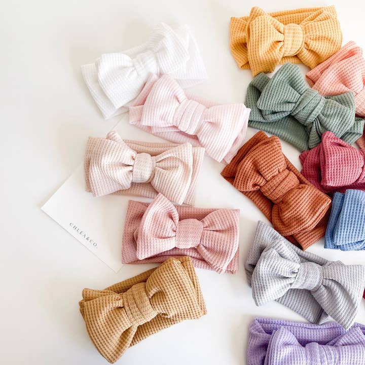 Waffle Bow Headband for wholesale by Chlea & Co.