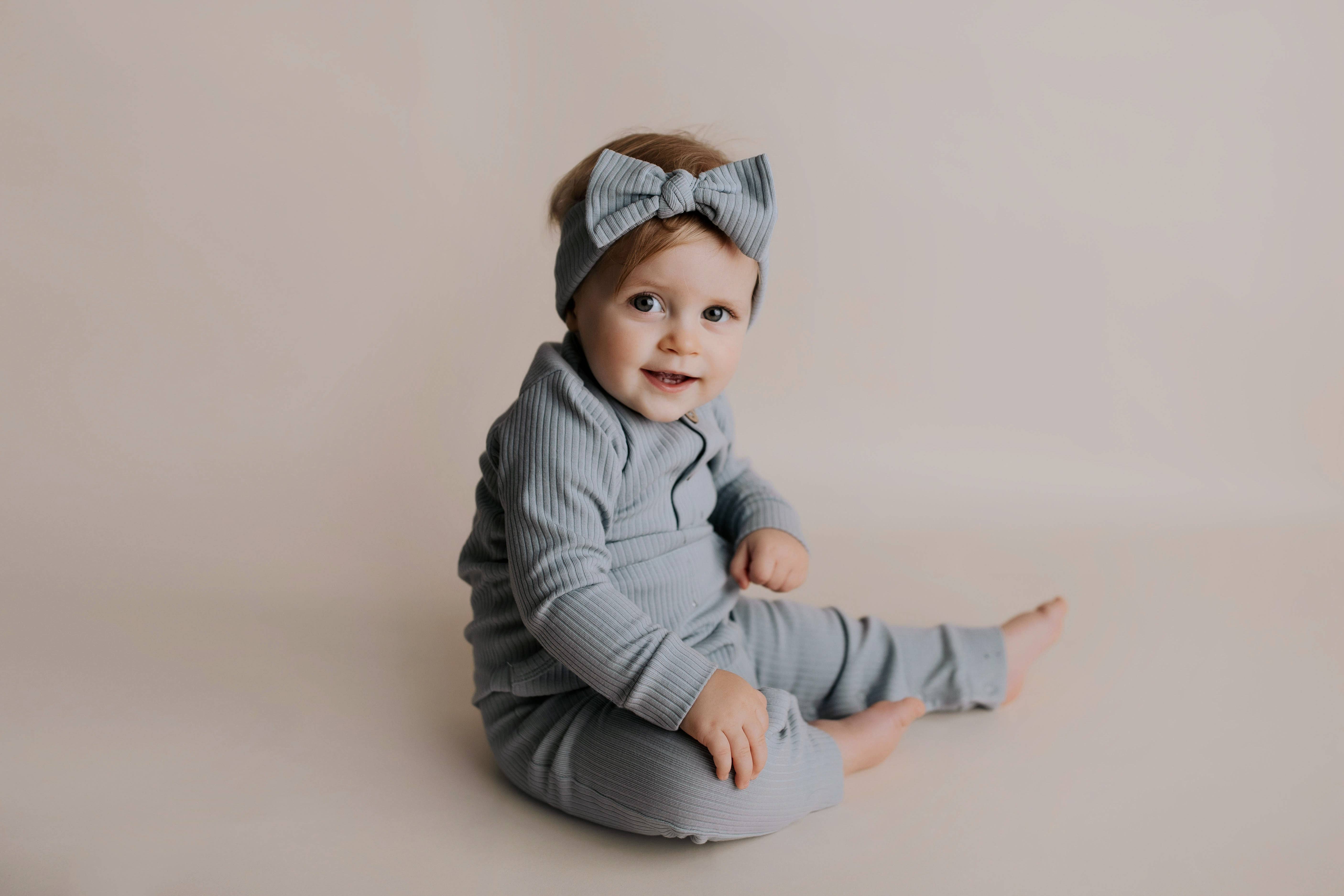 Three Little Tots - Wholesale Jumpsuit - Baby - Baby Ribbed Playsuit with Pockets and Bow3