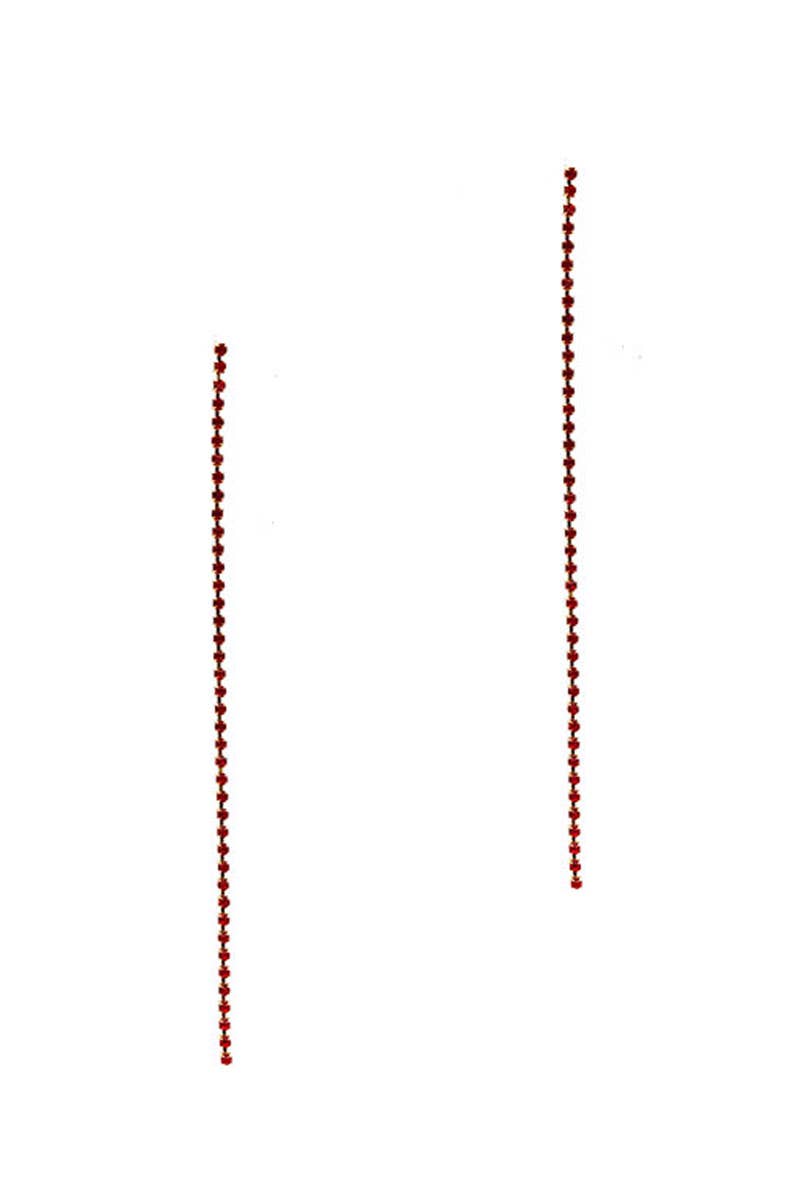 JOIA ACCESSORIES – wholesale Dangle earrings – COLOR RHINESTONE LINE DROP THREAD EARRING, GE 30103