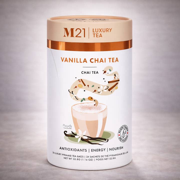 Thé Noir de Luxe Chai à la Vanille | Canadien | 24 Sachets de Thé pour la vente par Tega Organic Tea
