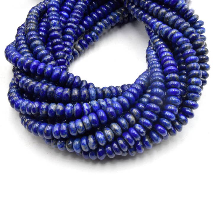 Lapis Lazuli Beads | Glossy Rondelle Natural Blue Lapis Beads | Gemstone Beads - 5mm 6mm 8mm for wholesale by Only Beads