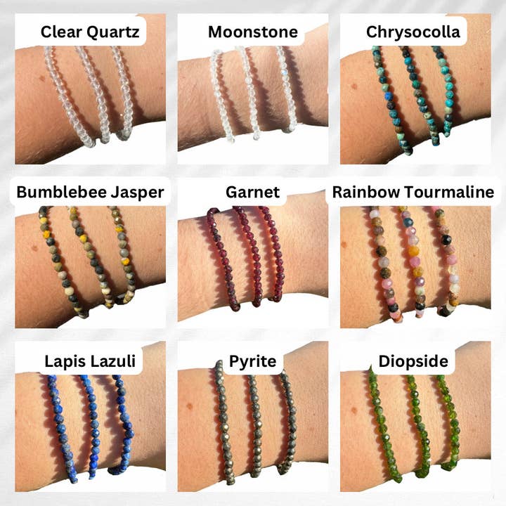 Moon Mountain Gems - Wholesale Beaded Bracelet - 4mm Faceted Gemstone Bracelet, Dainty Crystal Bracelet, Faceted Crystal Bracelet