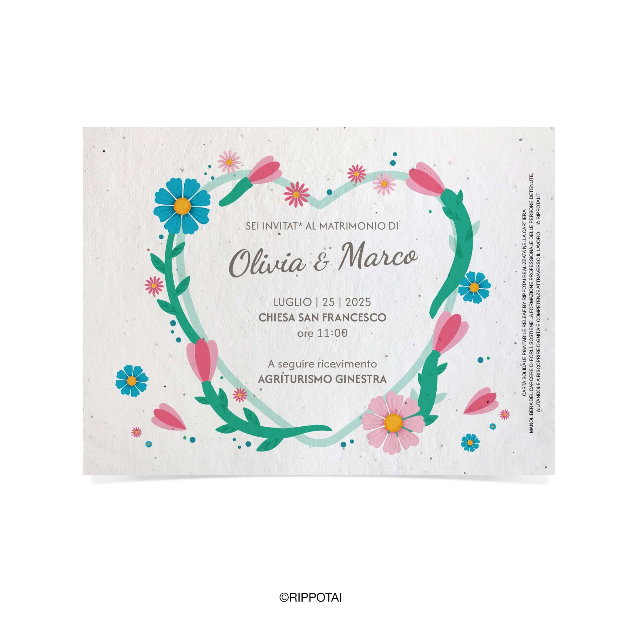 Rippotai - Venta al por mayor Tarjetas de boda - Invitaciones de boda personalizadas en papel plantable