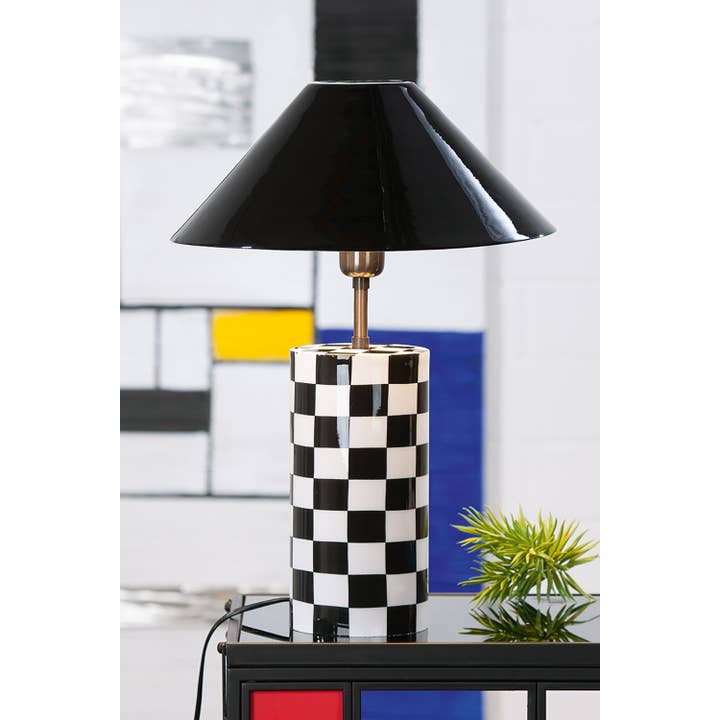 black Checkers cylindrical table lamp, h.52 cm for wholesale on Faire1