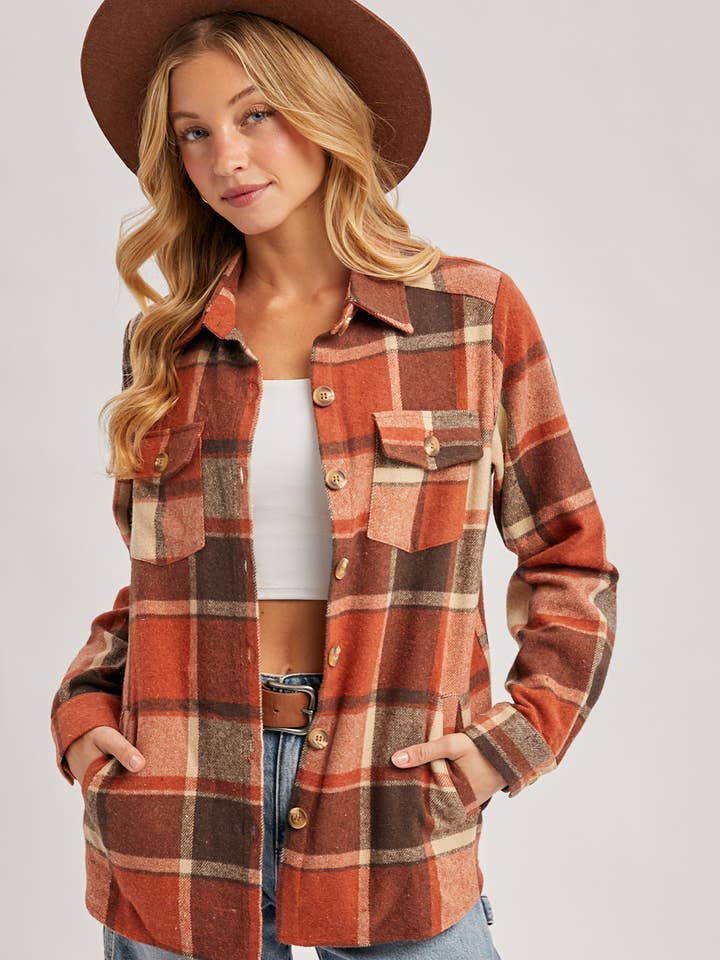 CHAQUETA DE FRANELA A CUADROS CON BOLSILLOS para venta al por mayor de Bluivy