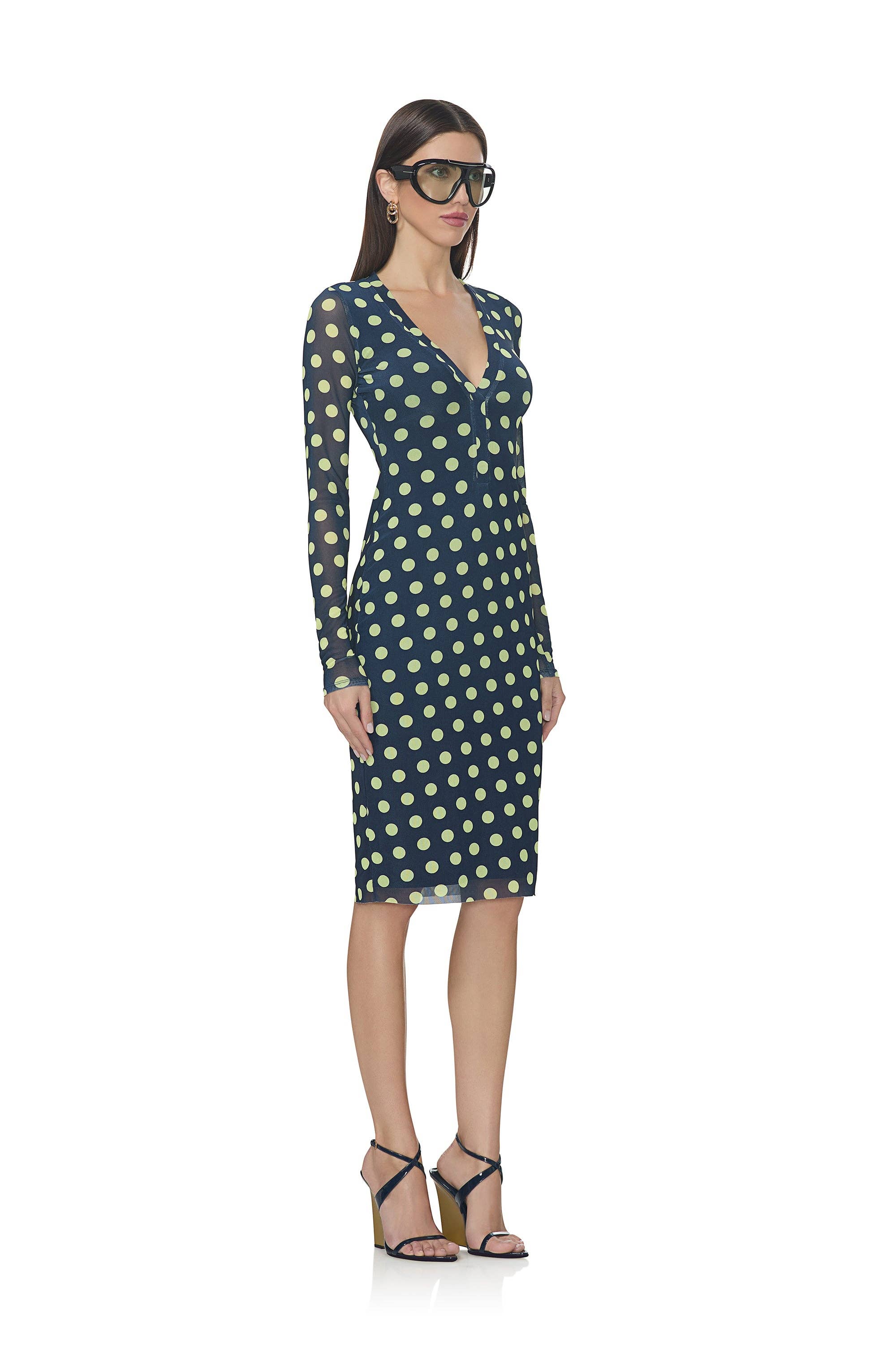 Navy Dot Diane Kjole - Marineblå Prik for engroshandel på Faire1