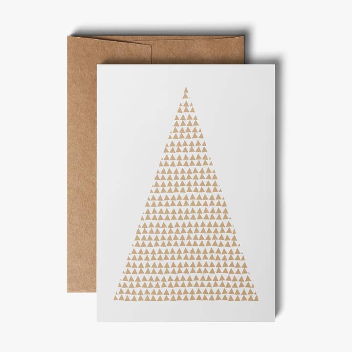 Recycled Christmas Card & Envelope – “Stille Nacht” (Beige Christmas Tree Motif) for wholesale by Karte Design Berlin