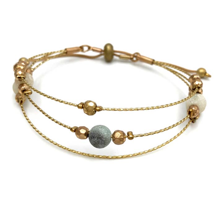 Three Gold Tone Wire Decorated Bangle for wholesale by Lunar Deer