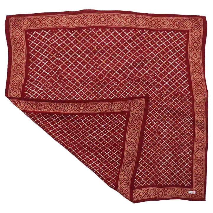 Bandana Batik - Coton doux et léger, croix pourpre, rouge pour la vente par Kasih Co-op