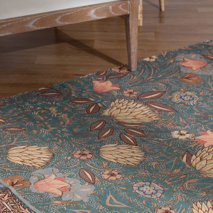 Bolais Floral Tasselled Indoor Rug Blue for wholesale on Faire