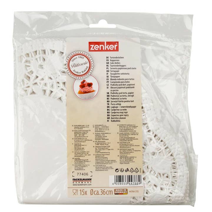 Zenker – Engroshandel Engangsserviet – Pakke med 15 runde papir Doilies til tærter5