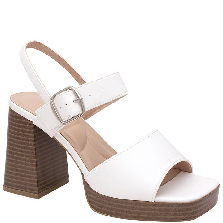 QUATER STRAP CHUNKY HEEL SANDAL 1 PAIR, PC COBI 12WH for wholesale by JOIA ACCESSORIES