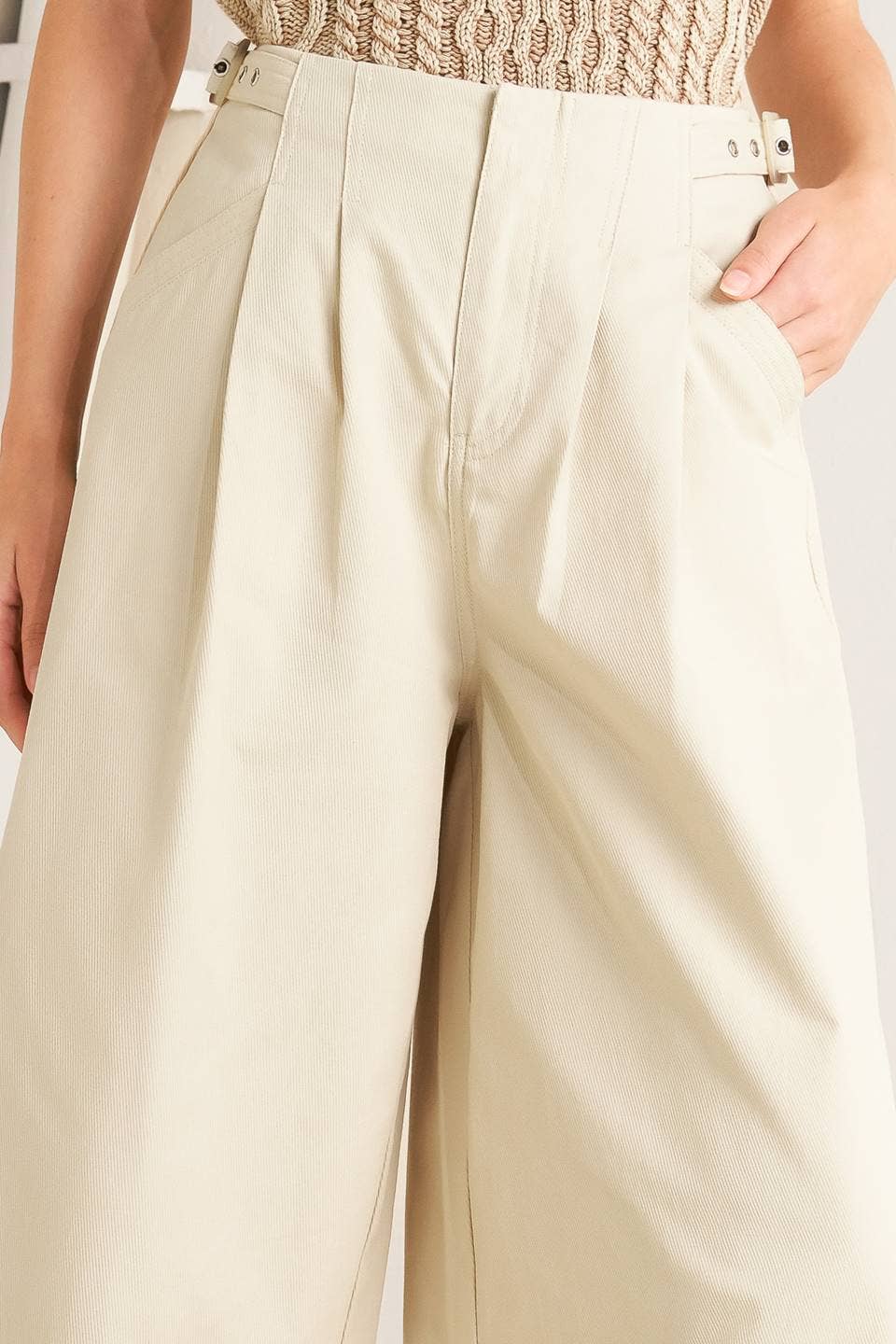 A solid woven pant - FP1897 LIGHT BEIGE for wholesale on Faire4