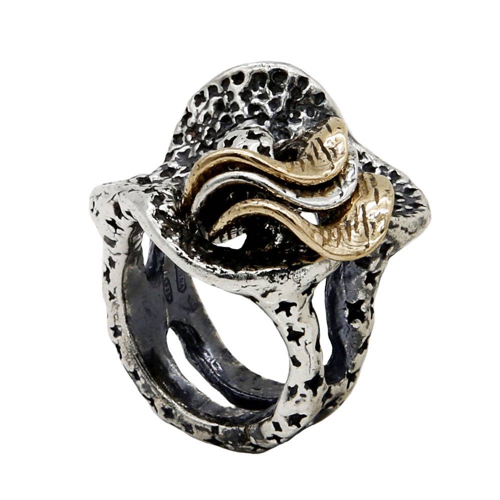 Mandile Gioielli – Engroshandel Statementring – 925 sølv og bronze ring (AR076)0