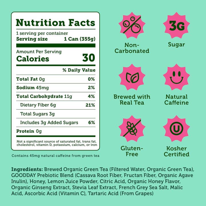 Oasis Snacks - Wholesale Iced tea - Halfday Prebiotic Iced Tea, 12oz8