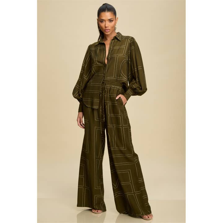 LINEAR ABSTRACT PANT SET for wholesale by Luxxel