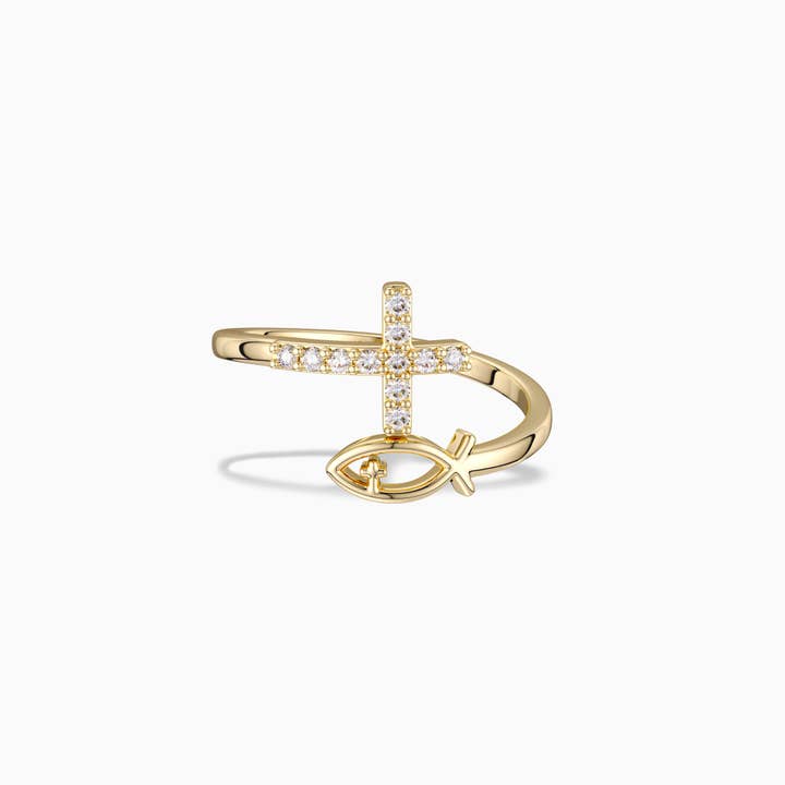 God Jesus Fish And Cross Ring for wholesale by Vanimy Jewelry