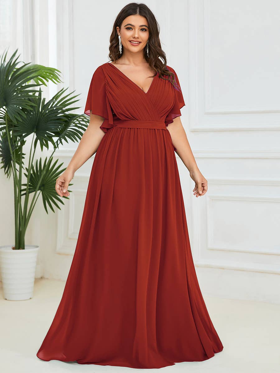 Ever-Pretty - Vente Robe – femme - Robes de soirée à volants à manches courtes exclusives B2B41