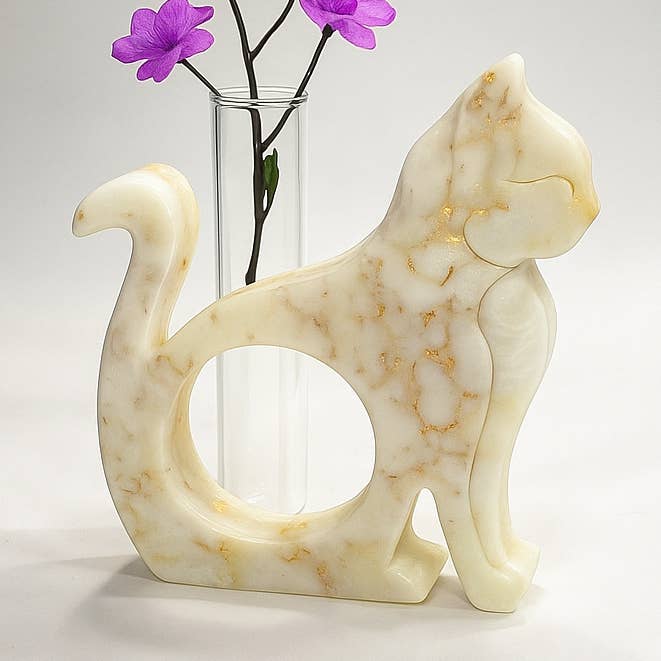 USA Handmade Cat Vase with Gold Flakes and Test Tube KIZIMA for wholesale by KIZIMA