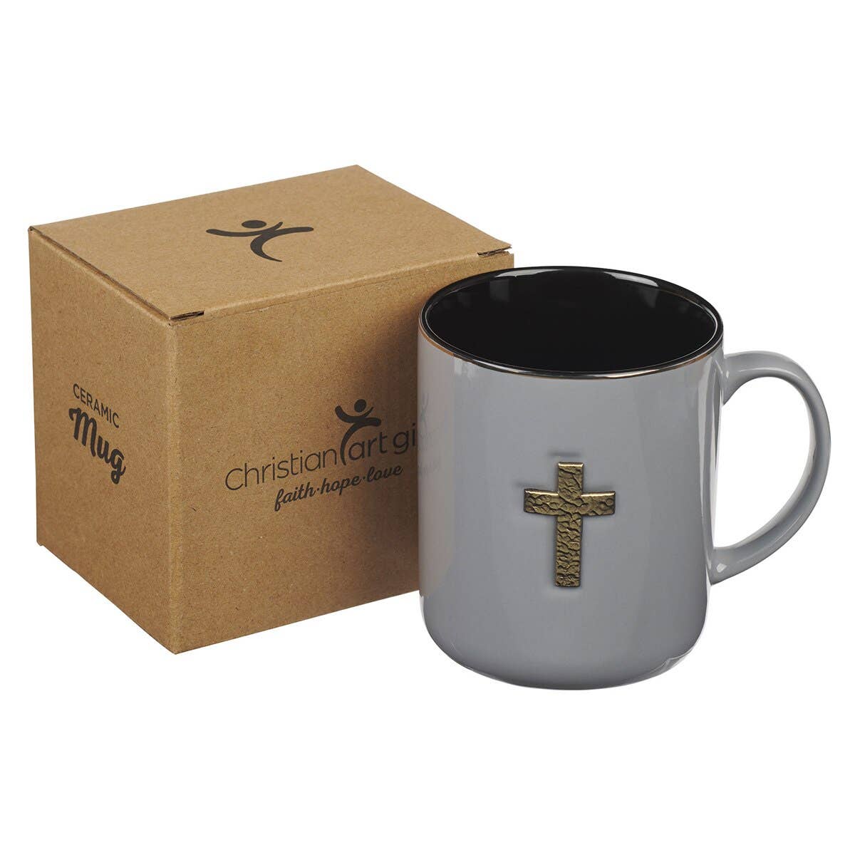 Christian Art Gifts - Wholesale Coffee Mug - Mug Gray w/Metal Cross 1 Peter 2:241