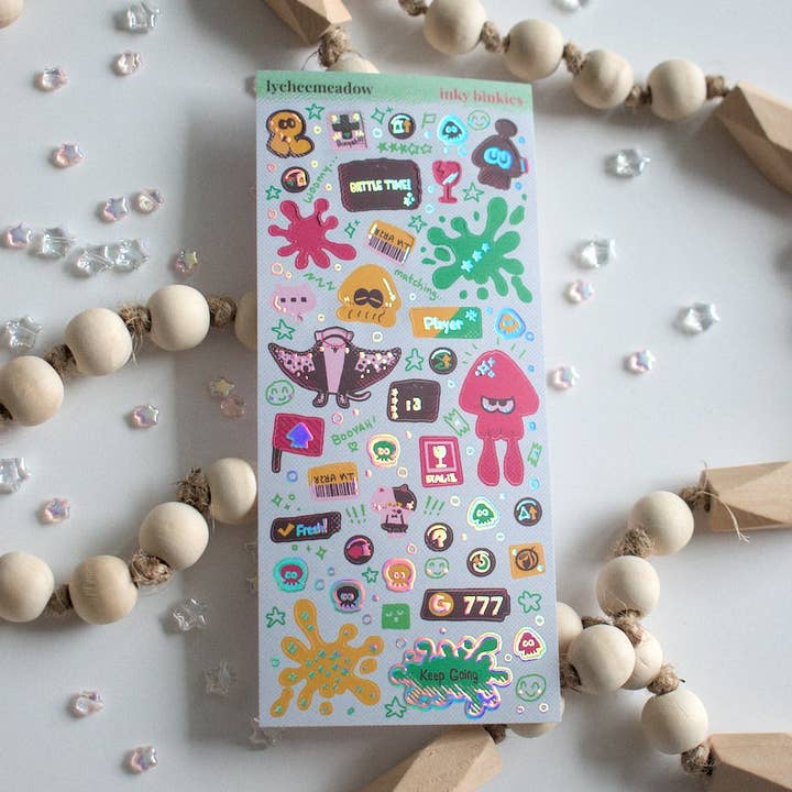 Woomy Holographic Sticker Sheet for wholesale by Lycheemeadow