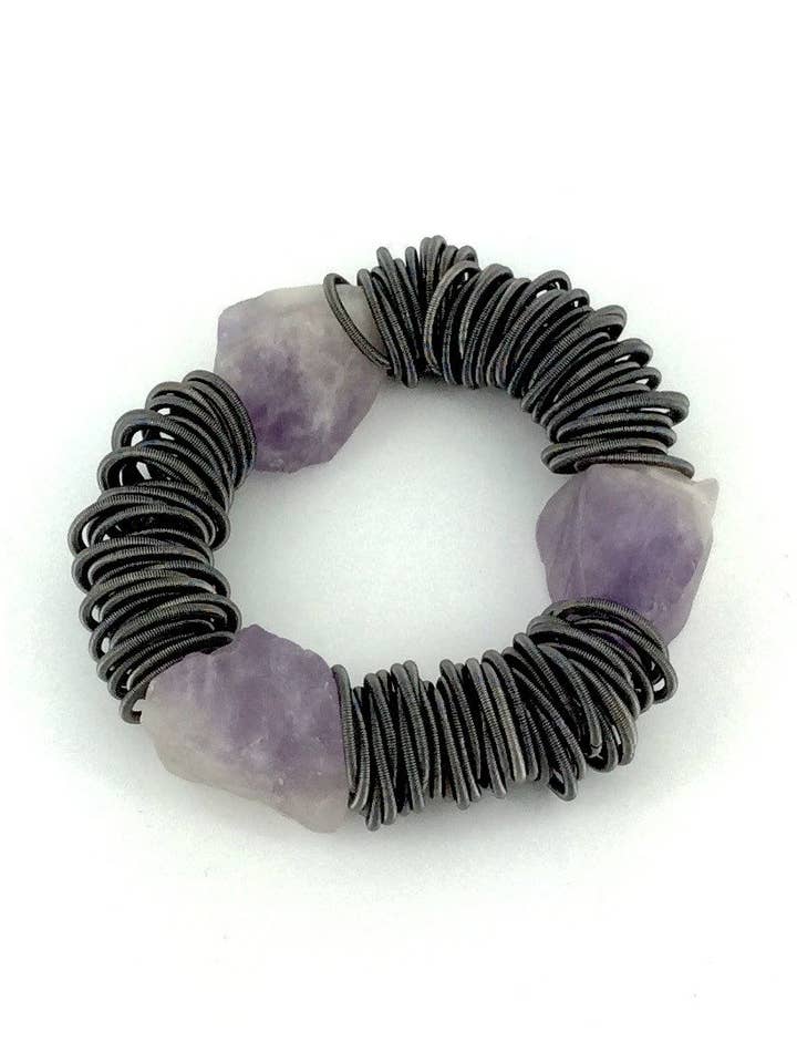 1078 - Skiffer fjäder Ring armband med ametist för wholesale av Sea Lily