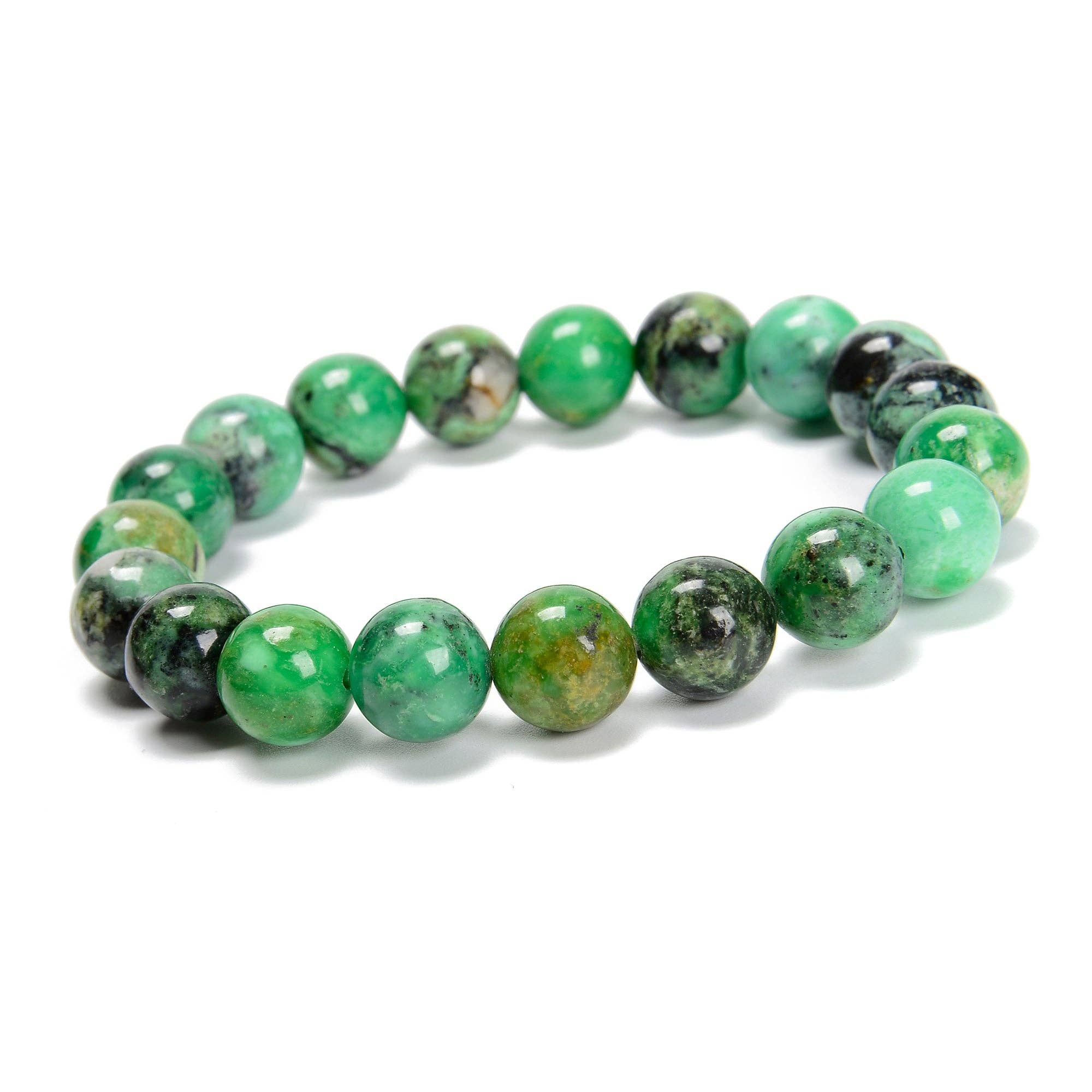 CRCBEADS - Wholesale Beaded Bracelet - Natural Variscite Smooth Round Beaded Bracelet Size 10mm 7.5'' Length Sold by Piece1