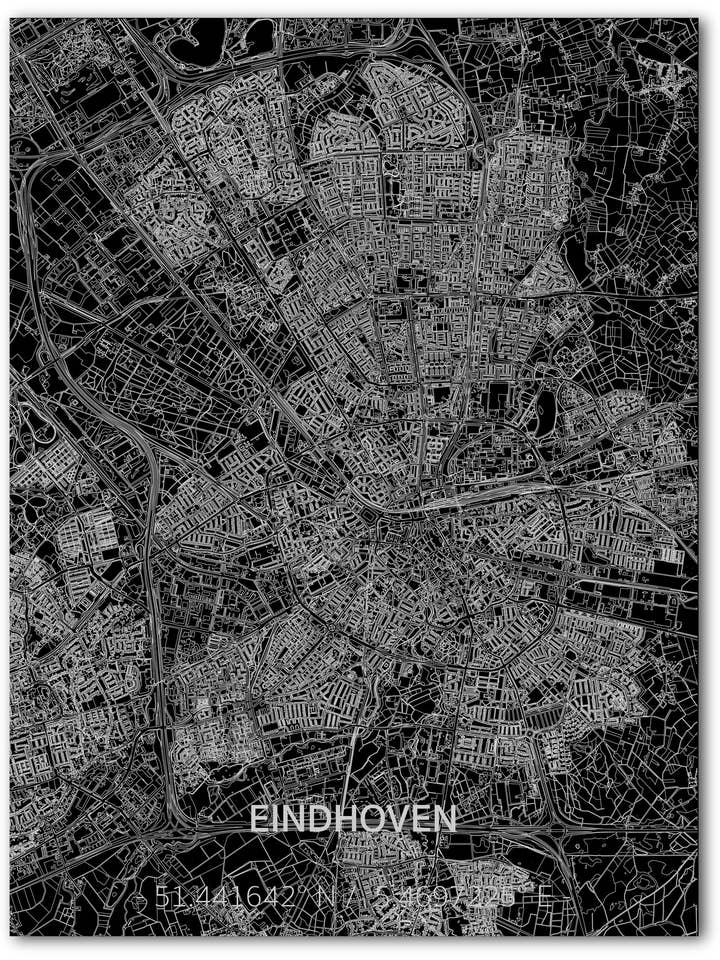 Citymap Eindhoven | Aluminum wall decoration för wholesale av Brandthout.