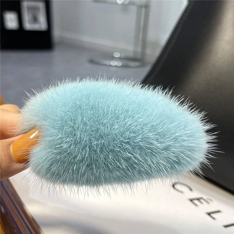 FurDecoration - Wholesale Hair Clip - Women's - Fluffy Mink Fur Hair Clip - Solid Color6